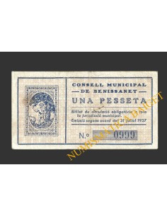 BENISSANET (Tarragona), 1 pesseta 31  Julio 1937