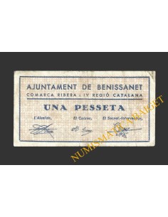 BENISSANET (Tarragona), 1 pesseta 31  Julio 1937 2