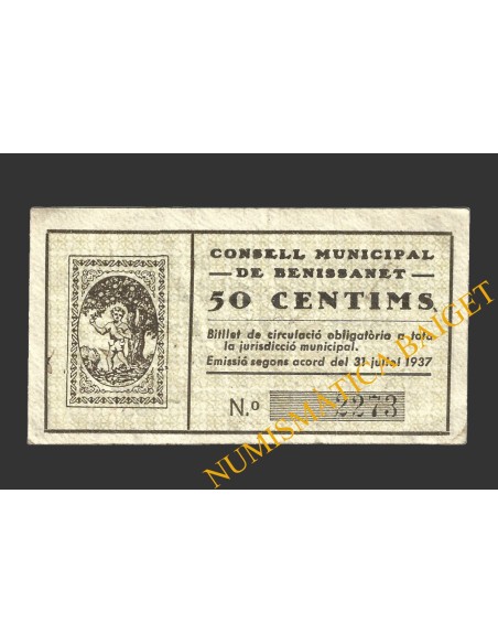 BENISSANET (Tarragona), 50 centims 31  Julio 1937