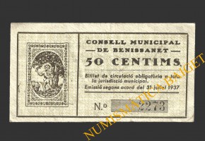 BENISSANET (Tarragona), 50 centims 31  Julio 1937