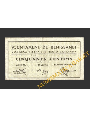 BENISSANET (Tarragona), 50 centims 31  Julio 1937