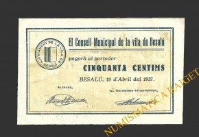 BESALU (Girona), 50 centims, 10  abril 1937