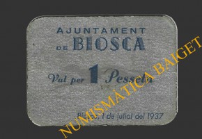 BIOSCA (Lleida), 1 pesseta, 1 de juliol del 1937