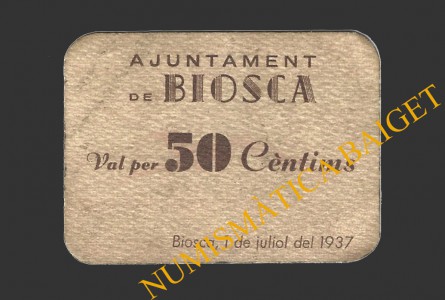 BIOSCA (Lleida), 50 centims, 1 de juliol del 1937