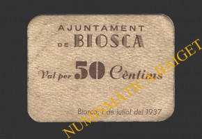 BIOSCA (Lleida), 50 centims, 1 de juliol del 1937