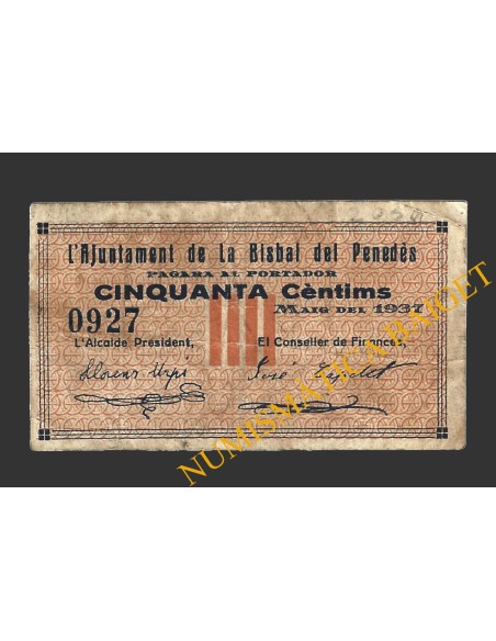 BISBAL DE FALSET, LA (Tarragona), 50 centims, maig del 1937