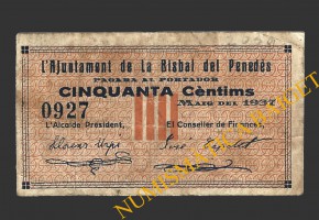 BISBAL DE FALSET, LA (Tarragona), 50 centims, maig del 1937