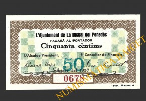 BISBAL DE FALSET, LA (Tarragona), 50 centims, agost del 1937