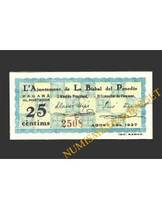 BISBAL DE FALSET, LA (Tarragona), 25 centims, agost del 1937