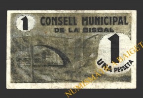 BISBAL D'EMPORDÀ, LA (Girona), 1 pesseta, Juny del 1937