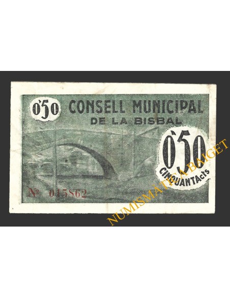 BISBAL D'EMPORDÀ, LA (Girona), 50 centims, Juny del 1937