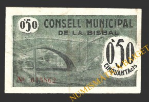 BISBAL D'EMPORDÀ, LA (Girona), 50 centims, Juny del 1937