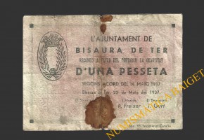 BISAURA DE TER (Barcelona), 1 pesseta, 22 de maig del 1937