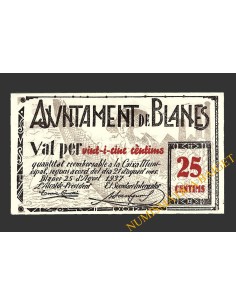 BLANES (Girona), 25 centims, 25 d'agost del 1937