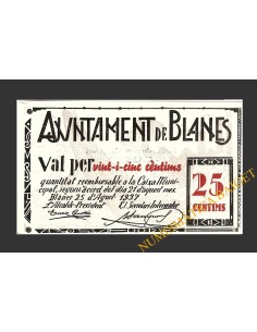 BLANES (Girona), 25 centims, 25 d'agost del 1937