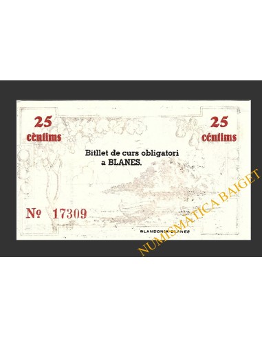 BLANES (Girona), 25 centims, 25 d'agost del 1937