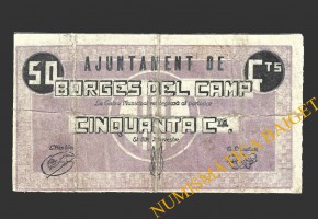 BORGES DEL CAMP (Tarragona), 50 centims, juliol de 1937