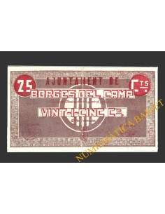 BORGES DEL CAMP (Tarragona), 25 centims, juliol de 1937