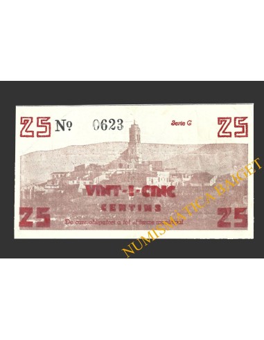 BORGES DEL CAMP (Tarragona), 25 centims, juliol de 1937