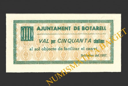 BOTARELL (Tarragona), 50 centims, setembre de 1937