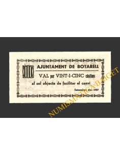 BOTARELL (Tarragona), 25 centims, setembre de 1937