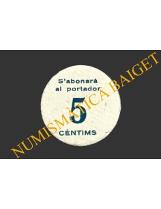 BRAFIM (Tarragona), 5 centims, maig de 1937 2