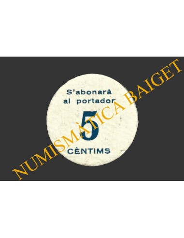BRAFIM (Tarragona), 5 centims, maig de 1937