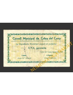 CABRA DEL CAMP, (Tarragona),  1 pesseta, agost del 1937