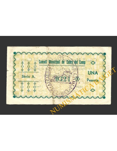 CABRA DEL CAMP, (Tarragona),  1 pesseta, agost del 1937