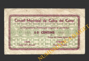CABRA DEL CAMP, (Tarragona),  50 centims, agost del 1937