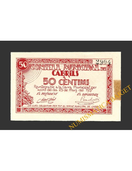 CABRILS, (Barcelona), 50 centims, 25 de maig del 1937