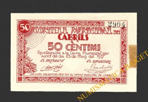 CABRILS, (Barcelona), 50 centims, 25 de maig del 1937
