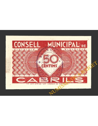 CABRILS, (Barcelona), 50 centims, 25 de maig del 1937