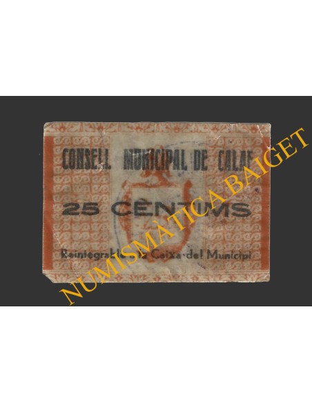CALAF, (Barcelona), 25 centims, 1937