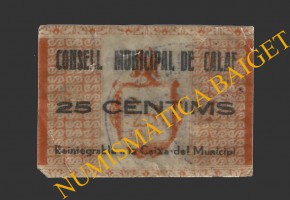CALAF, (Barcelona), 25 centims, 1937
