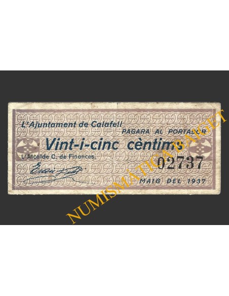 CALAFELL, (Tarragona), 25 centims, maig del 1937