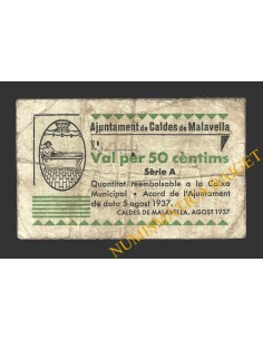 CALDES DE MALAVELLA, (Girona), 50 centims, 5 d'agost del 1937