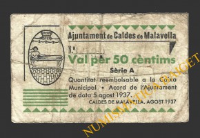 CALDES DE MALAVELLA, (Girona), 50 centims, 5 d'agost del 1937