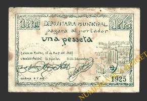 CALDES DE MONTBUI, (Barcelona), 1 pesseta, 13 de maig del 1937