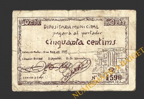 CALDES DE MONTBUI, (Barcelona), 50 centims, 13 de maig del 1937