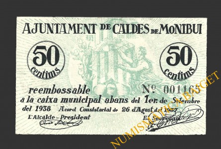 CALDES DE MONTBUI, (Barcelona), 50 centims, 26 d'agost del 1937