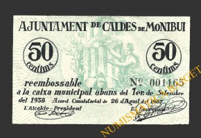 CALDES DE MONTBUI, (Barcelona), 50 centims, 26 d'agost del 1937