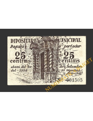 CALDES DE MONTBUI, (Barcelona), 25 centims, 26 d'agost del 1937