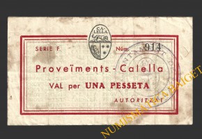 CALELLA, (Barcelona), 1 pesseta,  1937