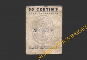 CALLDETENES, (Barcelona), 50 centims, 1937
