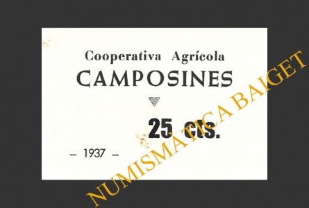 CAMPOSINES, LES, (Tarragona), 25 centims, 1937