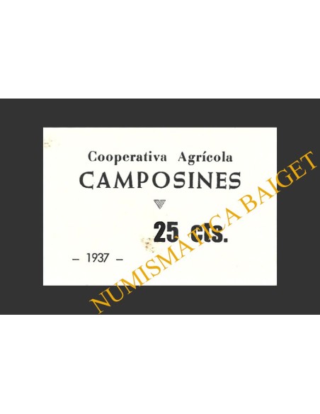 CAMPOSINES, LES, (Tarragona), 25 centims, 1937