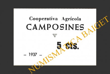 CAMPOSINES, LES, (Tarragona), 5 centims, 1937