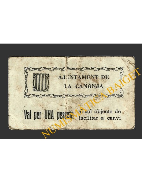 CANONJA, LA, (Tarragona),1 pesseta, 3 de juny del 1937