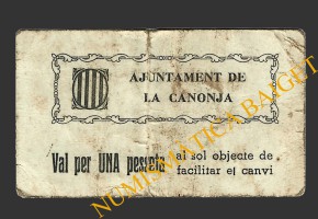 CANONJA, LA, (Tarragona),1 pesseta, 3 de juny del 1937